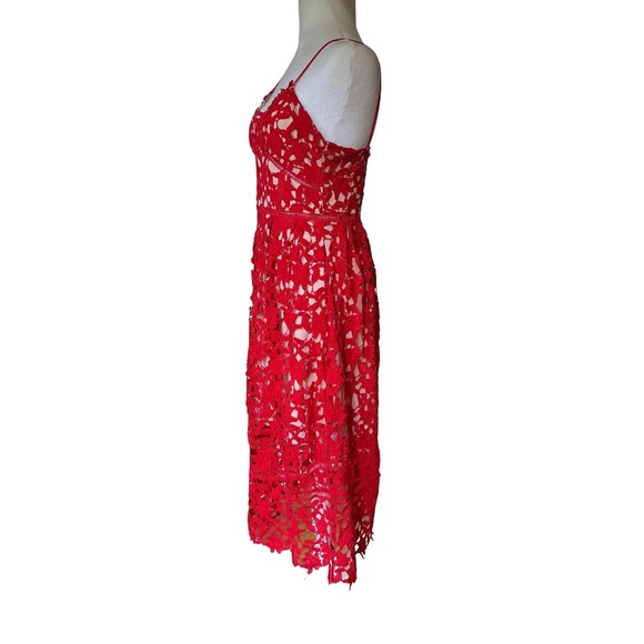 Azaelea Red Lace Midi Dress Size Medium - Picture 3 of 11